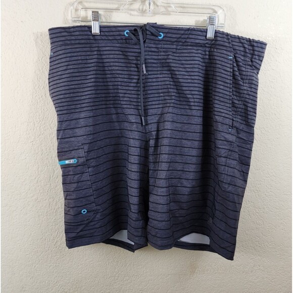 Zeroxposur Mens XL Gray Black Striped Swim Trunks Board Shorts - Picture 1 of 10